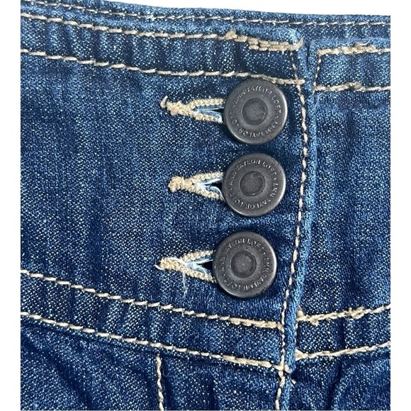 LOFT Dark Denim Jeans Shorts Cotton Linen Blend Tie Waist Size 16 NWOT‎ - Picture 4 of 14